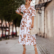 GIULIA - Lässig v-ausschnitt midikleid