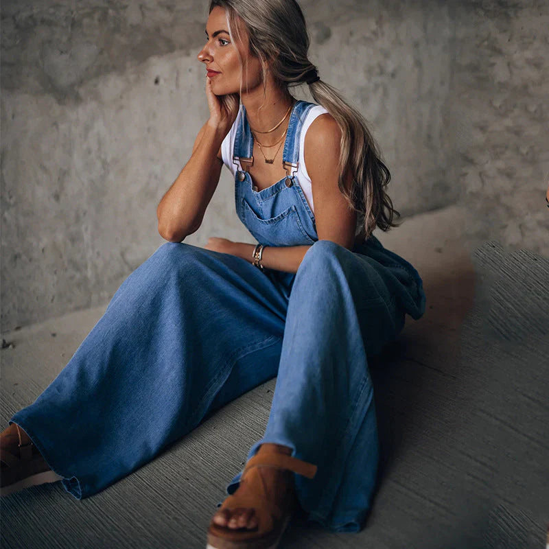 Keti - armelloser trendiger denim-overall für damen | Inna Mode®️