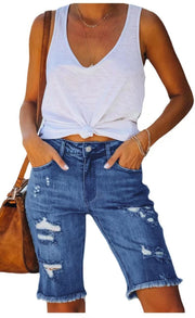 ZARA- BEQUEM  SLIM-FIT GEKÜRZTE HOSEN GERISSENE QUASTENJEANS FÜR DAMEN