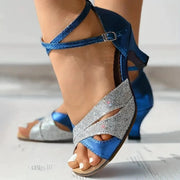 GIANNA - Damen Glitter Kitten Heel Sandalen