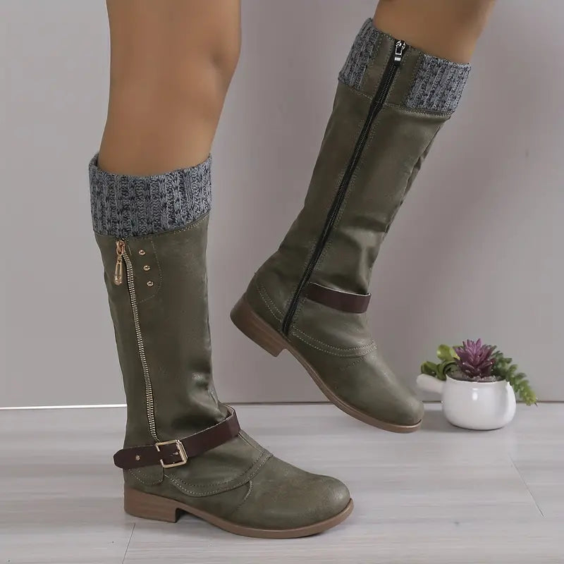 FIONNA - Einfarbige lange Stiefel für Damen