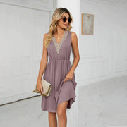 NOELIA - Lässiges v-ausschnitt kleid