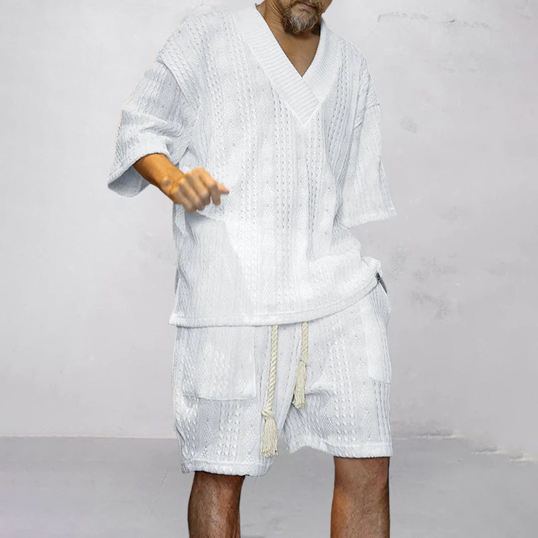 NICOLÒ - Stilvolles Set aus Strickhemd und Shorts