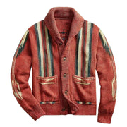 EDOARDO - Herren Jacquard Strickjacke im Vintage Stil