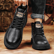 Declan - vintage PU leather lace-up boots