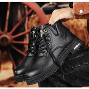 Declan - vintage PU leather lace-up boots