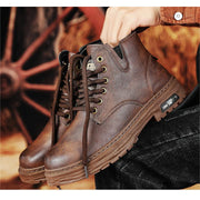 Declan - vintage PU leather lace-up boots