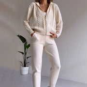 MANAHIL - Lässiges Set aus Strickjacke und Hose